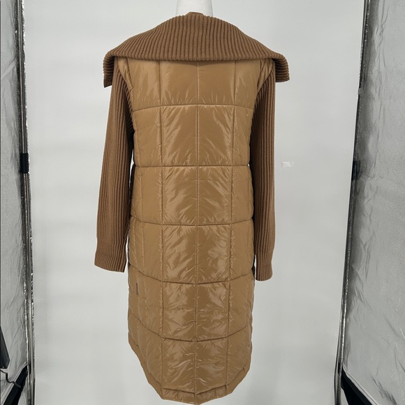 Varley  Mayten Knit Brown Puffer Jacket with Ribbed Sleeves Size Small, - Picture 7 of 15